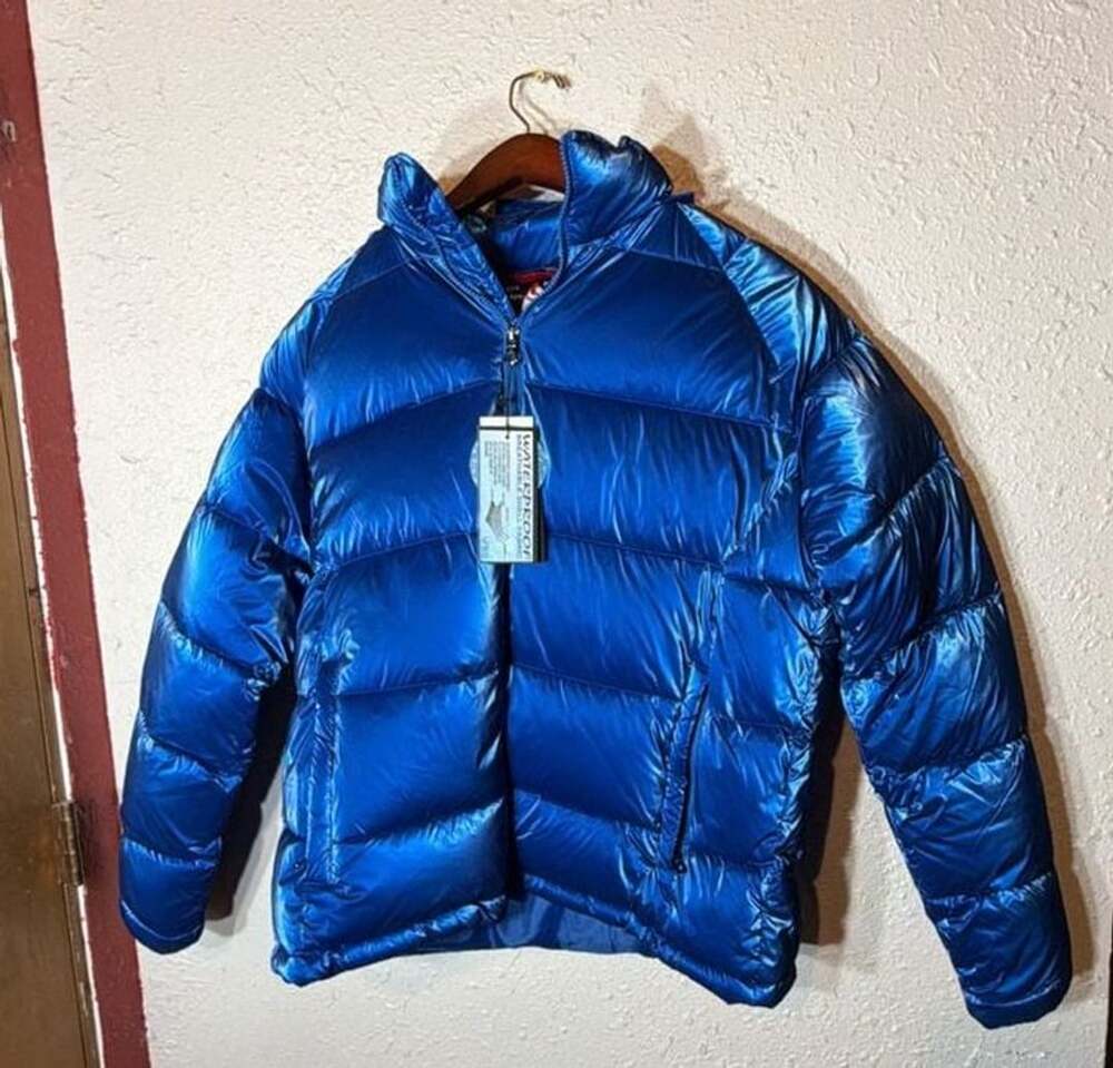Spire Puffer Jacket Size M Blue Metallic Fur Hood